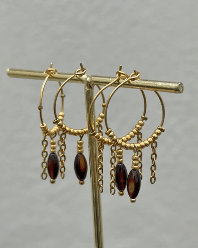 Boucles d'oreilles Bohemia Marron