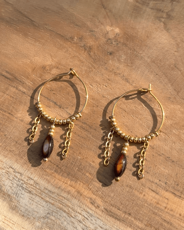 Boucles d'oreilles Bohemia Marron